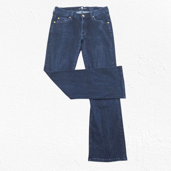 7 For All Mankind Kimmie Bootcut Dark Wash Low Rise Jeans Size 30 Made in USA - Picture 1 of 11